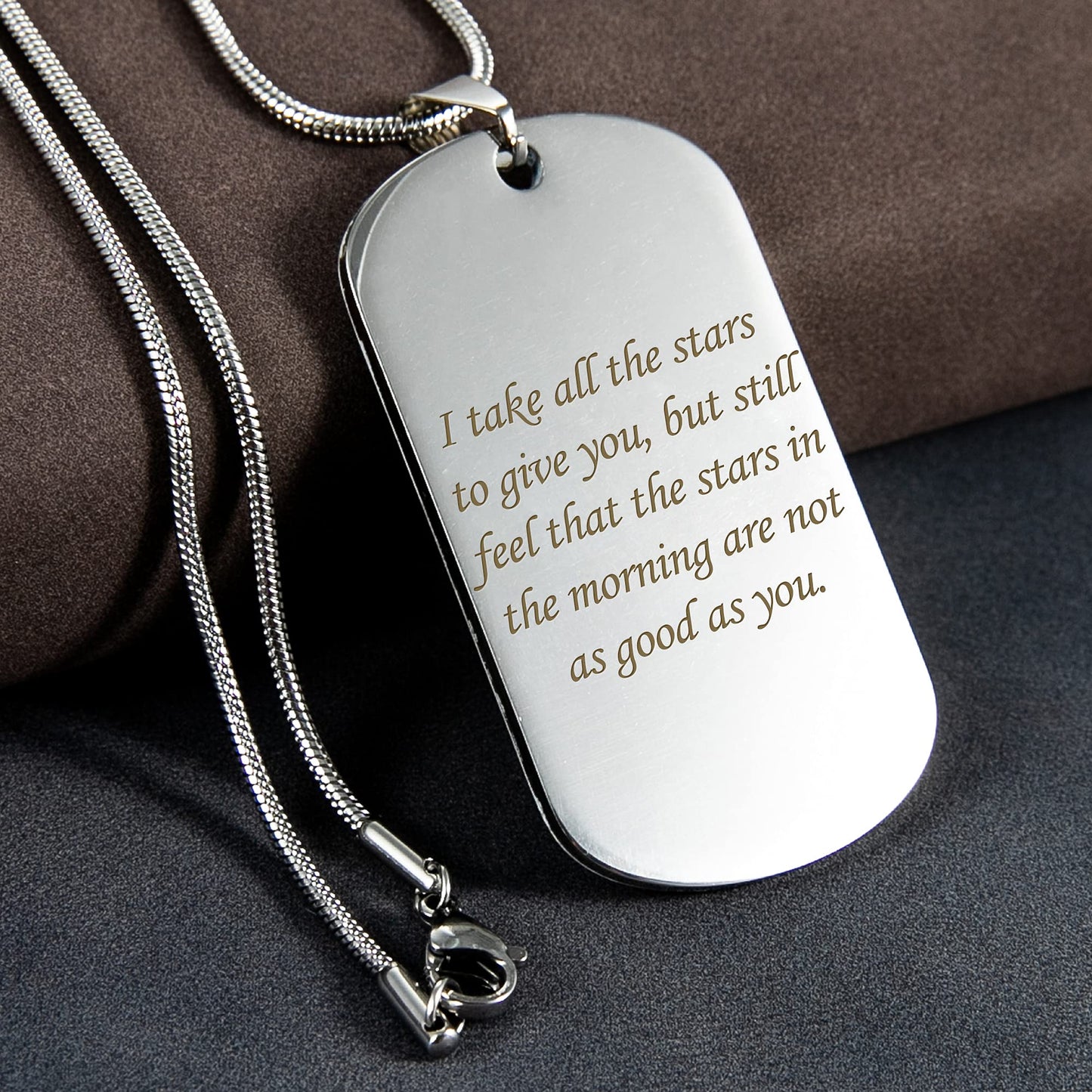 - Farfume Personalised Dog Tag Necklace with Engraved Photo & Text -