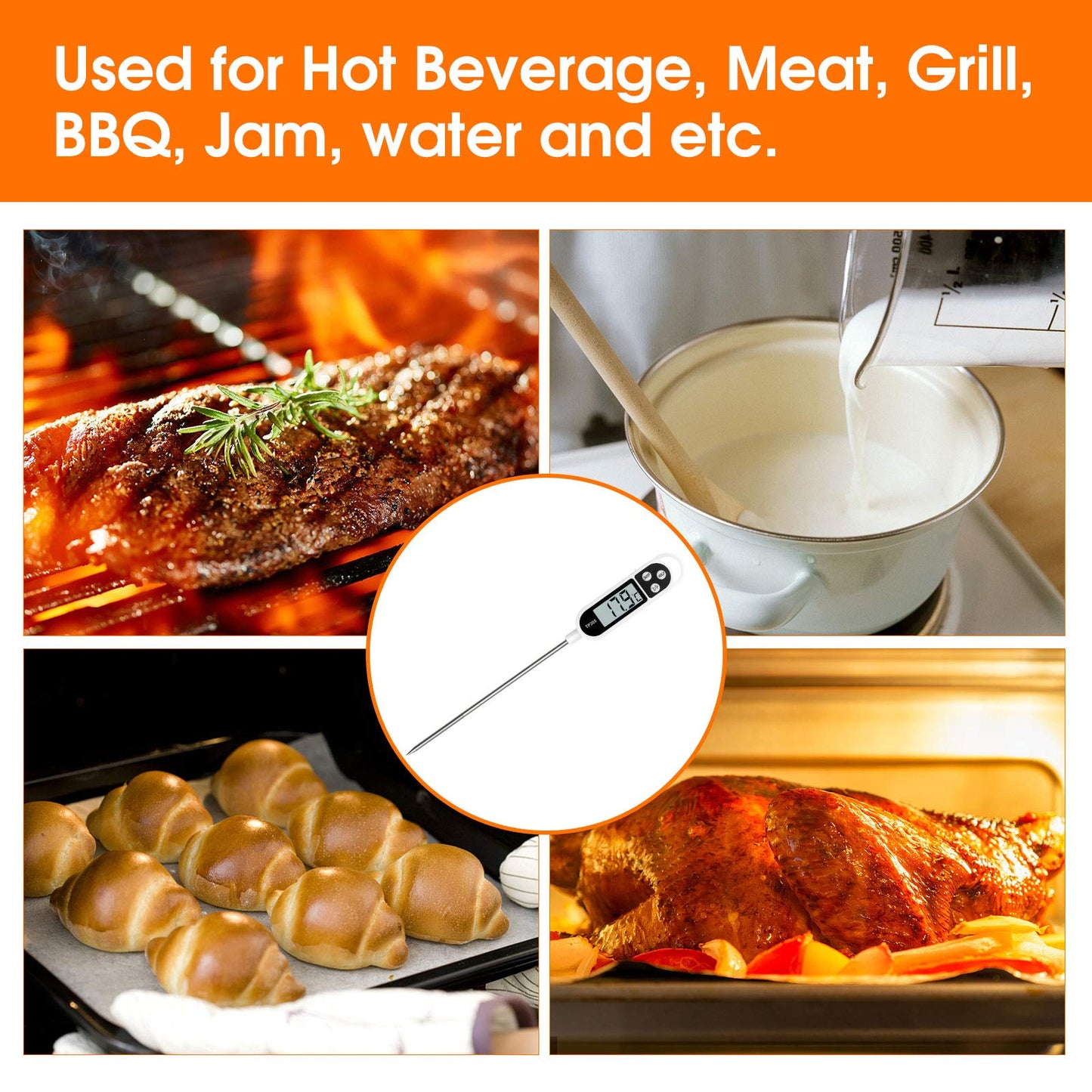 - Digital kitchen Thermometer Cooking food | Accurate Thermometer with long Probe -