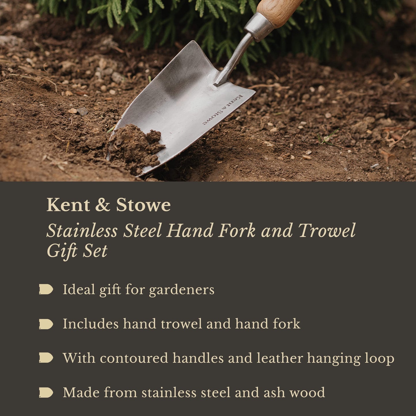 - Kent & Stowe Stainless Steel Hand Fork and Trowel Gift Set -