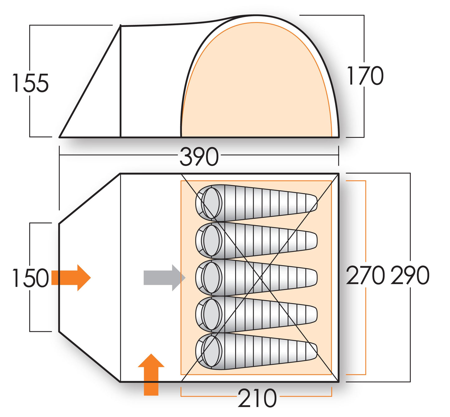- Vango Apollo 500 5-Man Family Dome Tent -