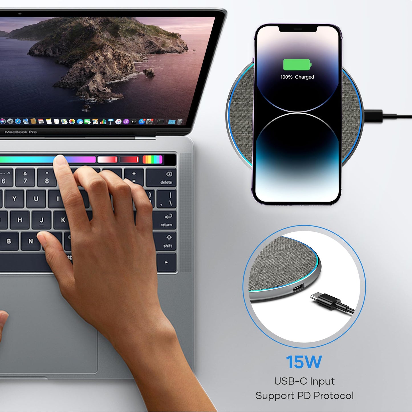 - Wireless Charger, 15W Wireless Charging Pad