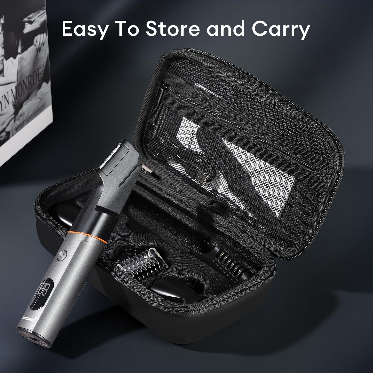 Body Hair Trimmer Men, KENSEN Manscape Body Groomer for Private Parts & Pubic Hair Electirc Razor for Men, Wet and Dry Body shavers with LED Display Men Beard Nose Trimmer Rechargeable Ball Trimmer