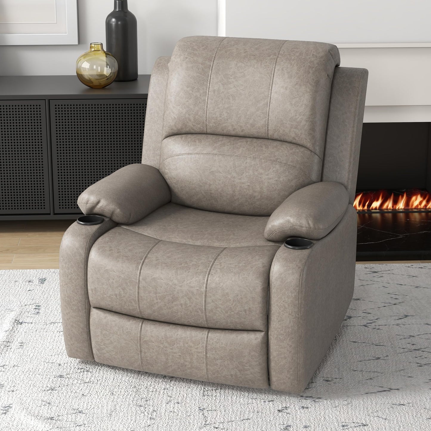 - HOMCOM Microfibre Recliner Armchair | Adjustable Leg Rest | Cup Holder -