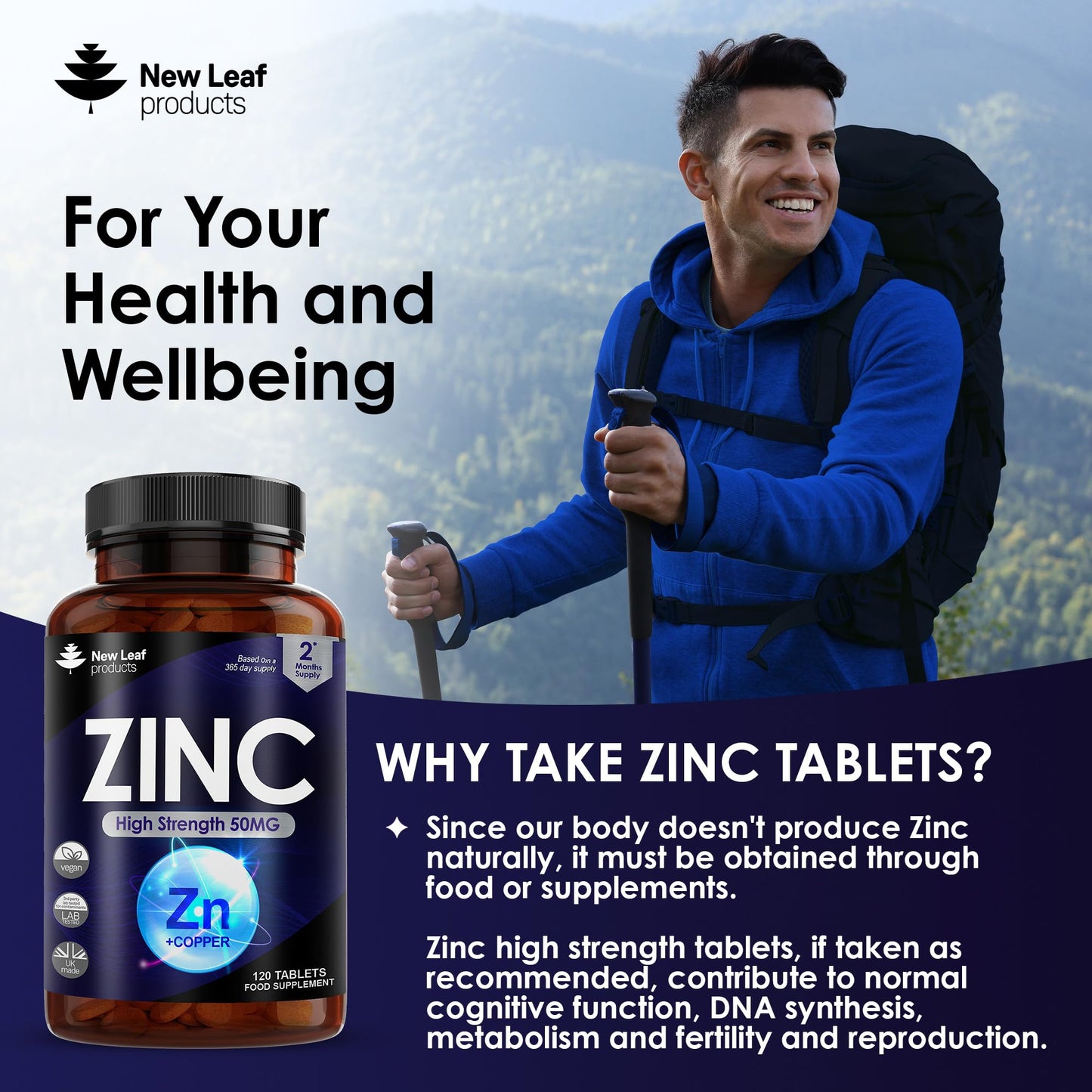 - Zinc 50mg High Strength - Zinc Tablets with Copper
