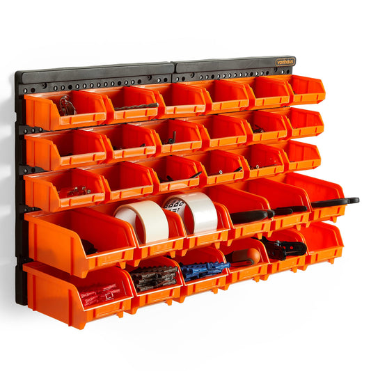 - VonHaus Workshop Storage - 30pcs Wall Mount Storage Organiser Bin for Tool Shed