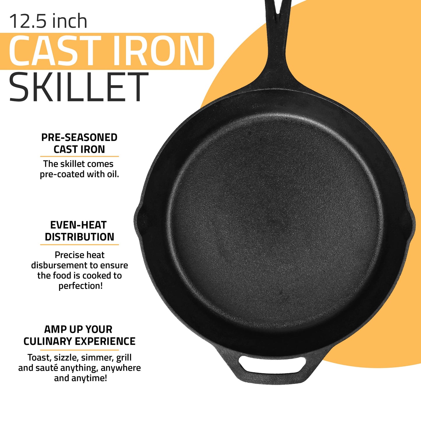- KICHLY Pre-Seasoned Cast Iron Skillet | Frying Pan | Safe Grill Cookware-