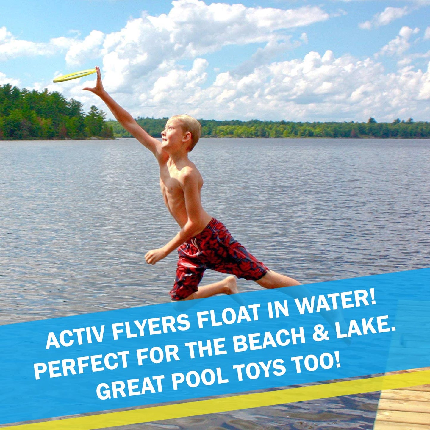 Activ Life The Active Flyer Flying Disc: Aerodynamic Frisbee Rings, Outdoor Toys & Summer Fun Beach Toys for Kids, Boys or Girls of all Ages, The Perfect Outdoor Toy Gift, 2pack, Cyan/Yellow