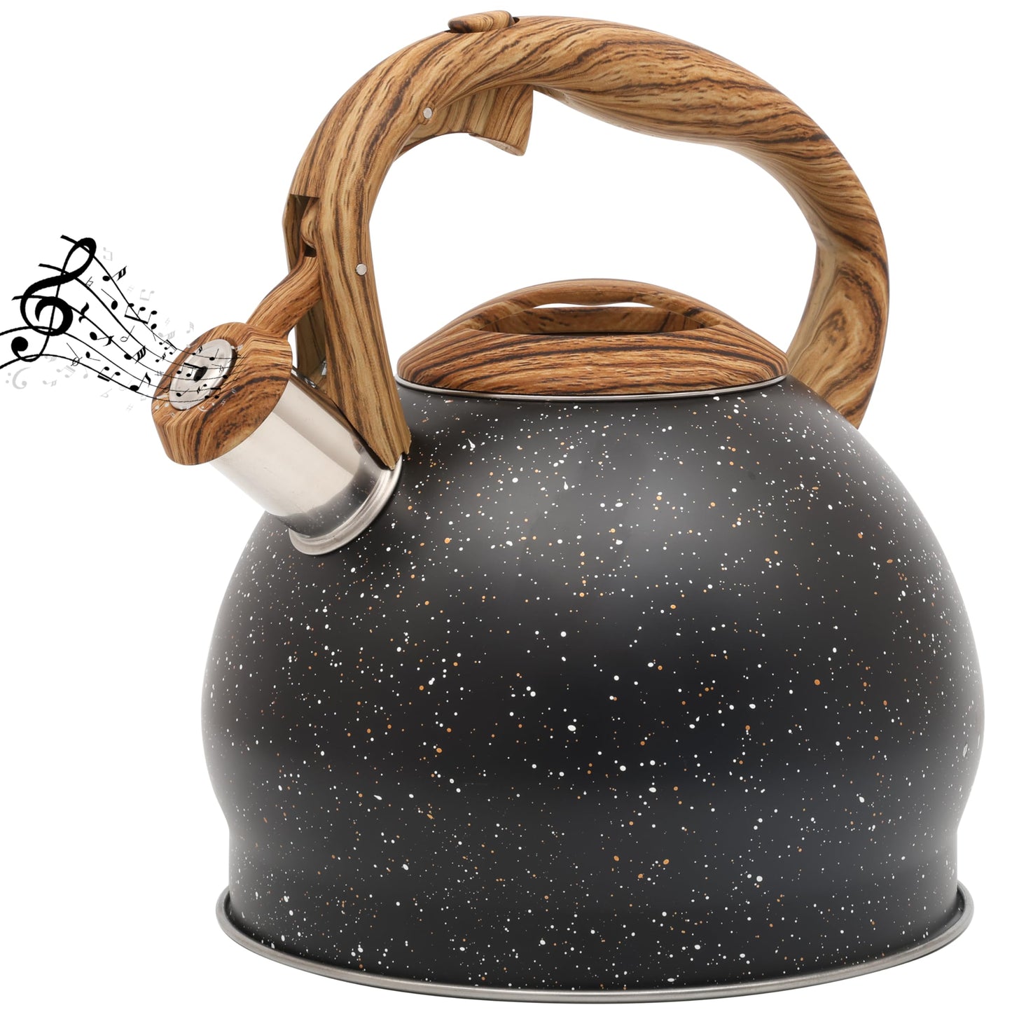 Belle Vous Black Texture Whistling Tea Kettle - 3L Tea Pot for Stovetop/Induction Hob - Stainless Steel Hot Water Camping Kettle Teapot for Tea/Coffee