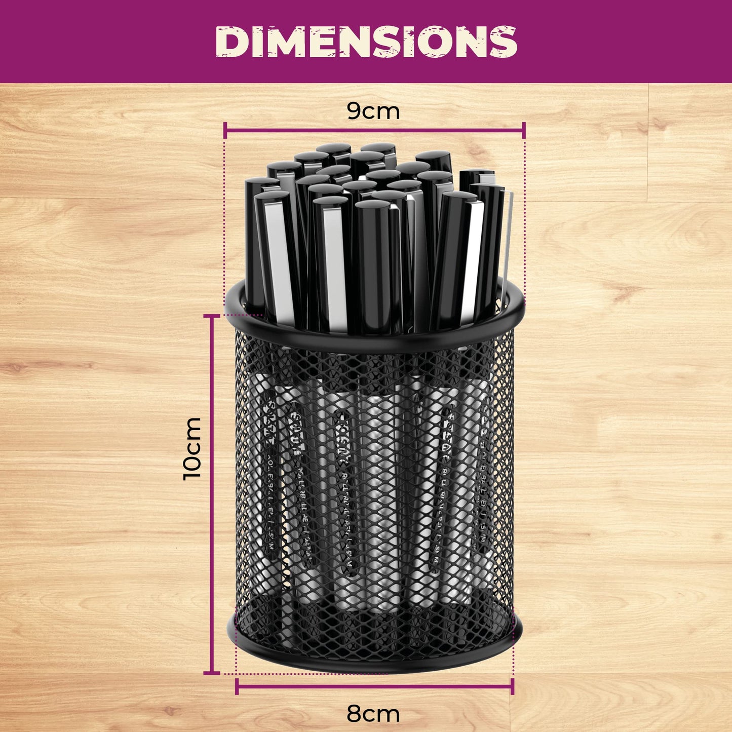 - SOLSTM Mesh Pen Holder for Desk | 2 PCS Black Mesh Pen Pot -