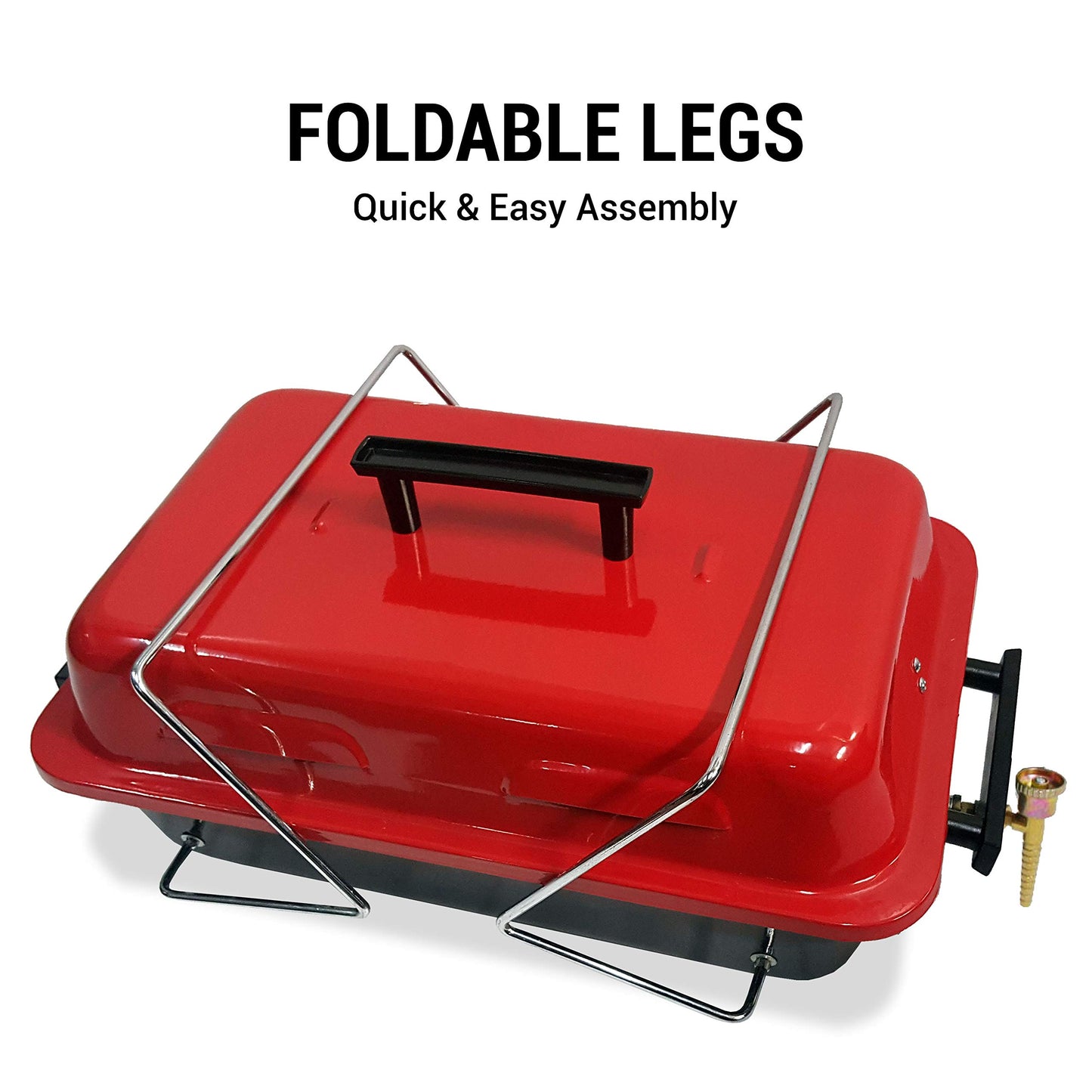 BillyOh Foldable Picnic and Camping BBQ Red Table Top Camping Barbecue with Lid Lightweight and Compact