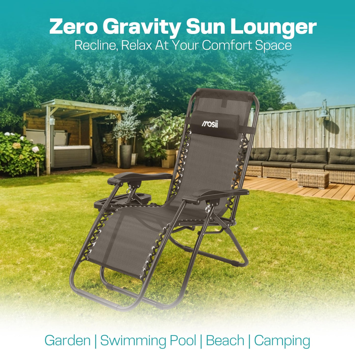 - Mosii Sun Loungers For Garden Chairs Set of 2 | Heavy Duty Zero Gravity Chairs -