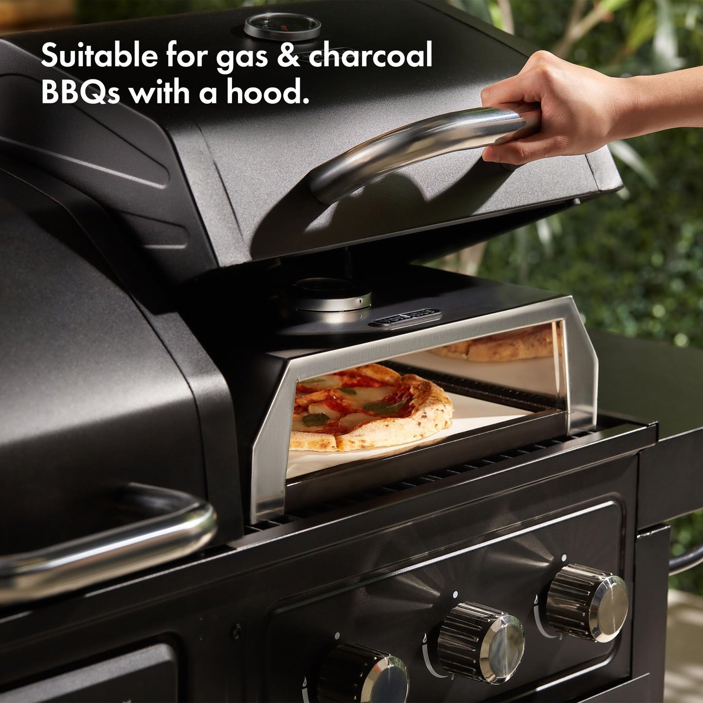 - VonHaus BBQ Pizza Oven Outdoor – Pizza Stone Included, for Charcoal & Gas Barbecue Grills –