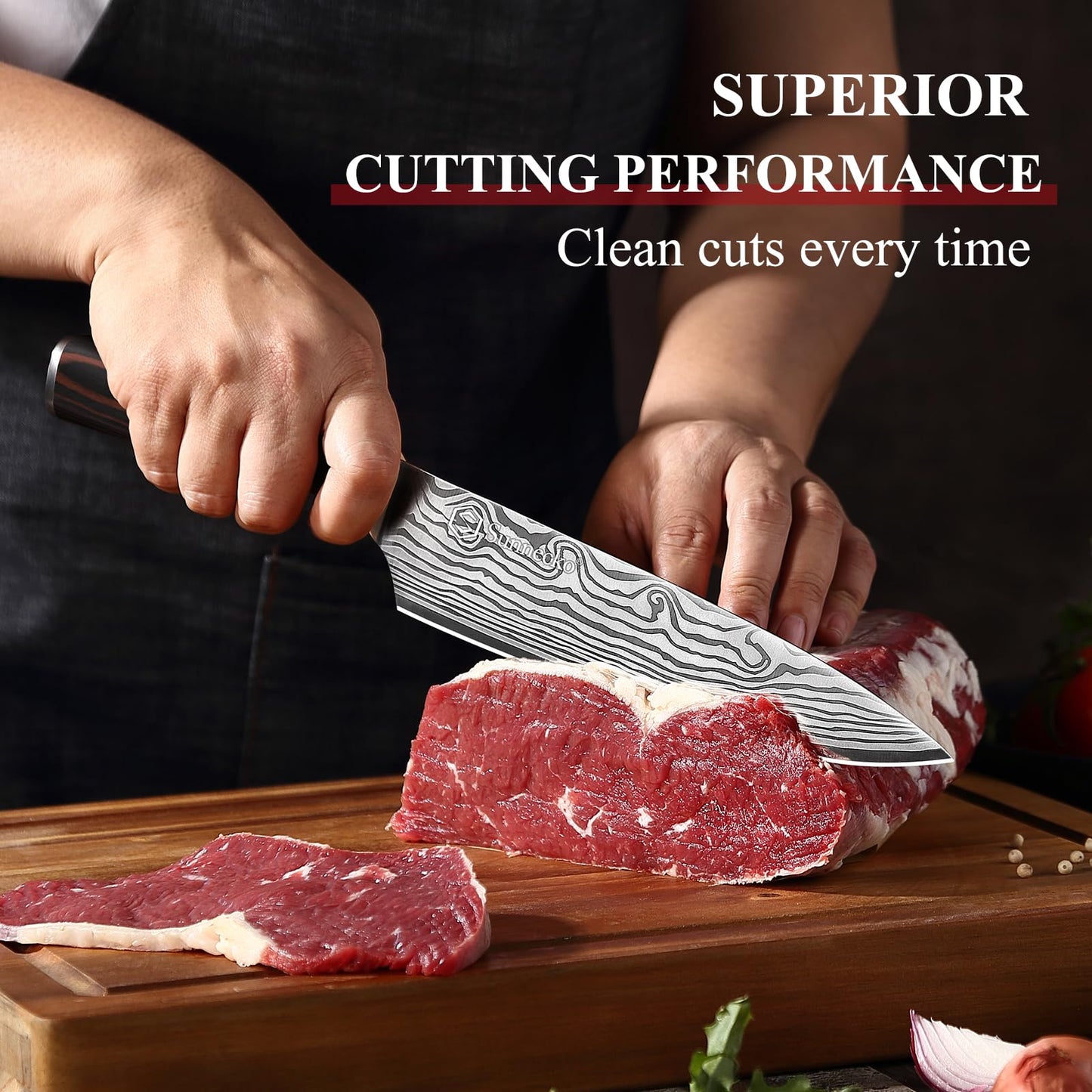 - Sunnecko Chef Knife 8 inch | Kitchen Knife with Sharp High Carbon Stainless Steel Blade -