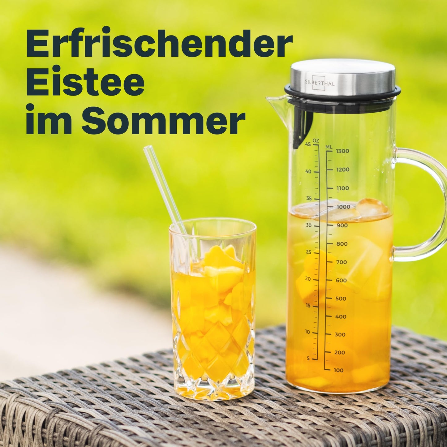 - SILBERTHAL Cold Brew Coffee Maker  | Glass & Stainless Steel | Long Insert For Iced Coffee & Tea -