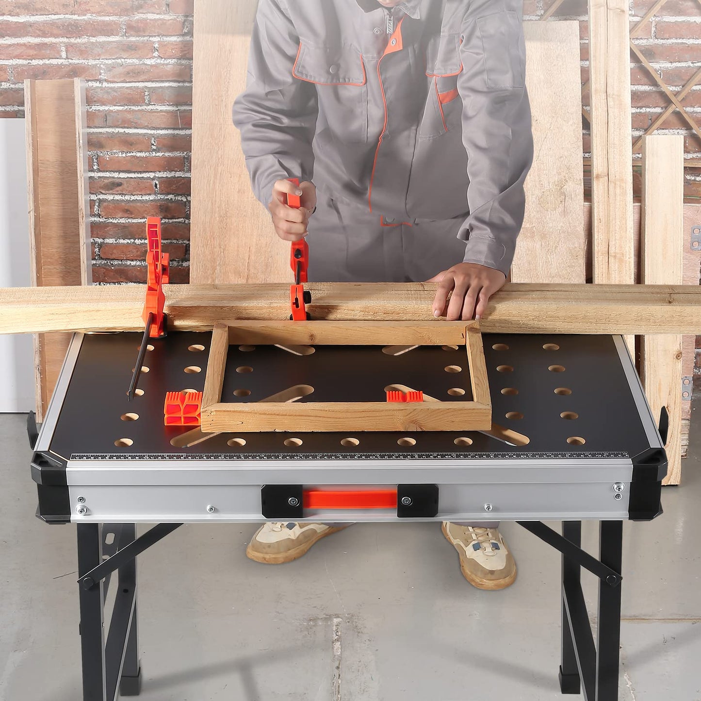 - VEVOR Folding Work Table, 2-in-1 as Sawhorse & Workbench, 1000 lbs Load Capacity -