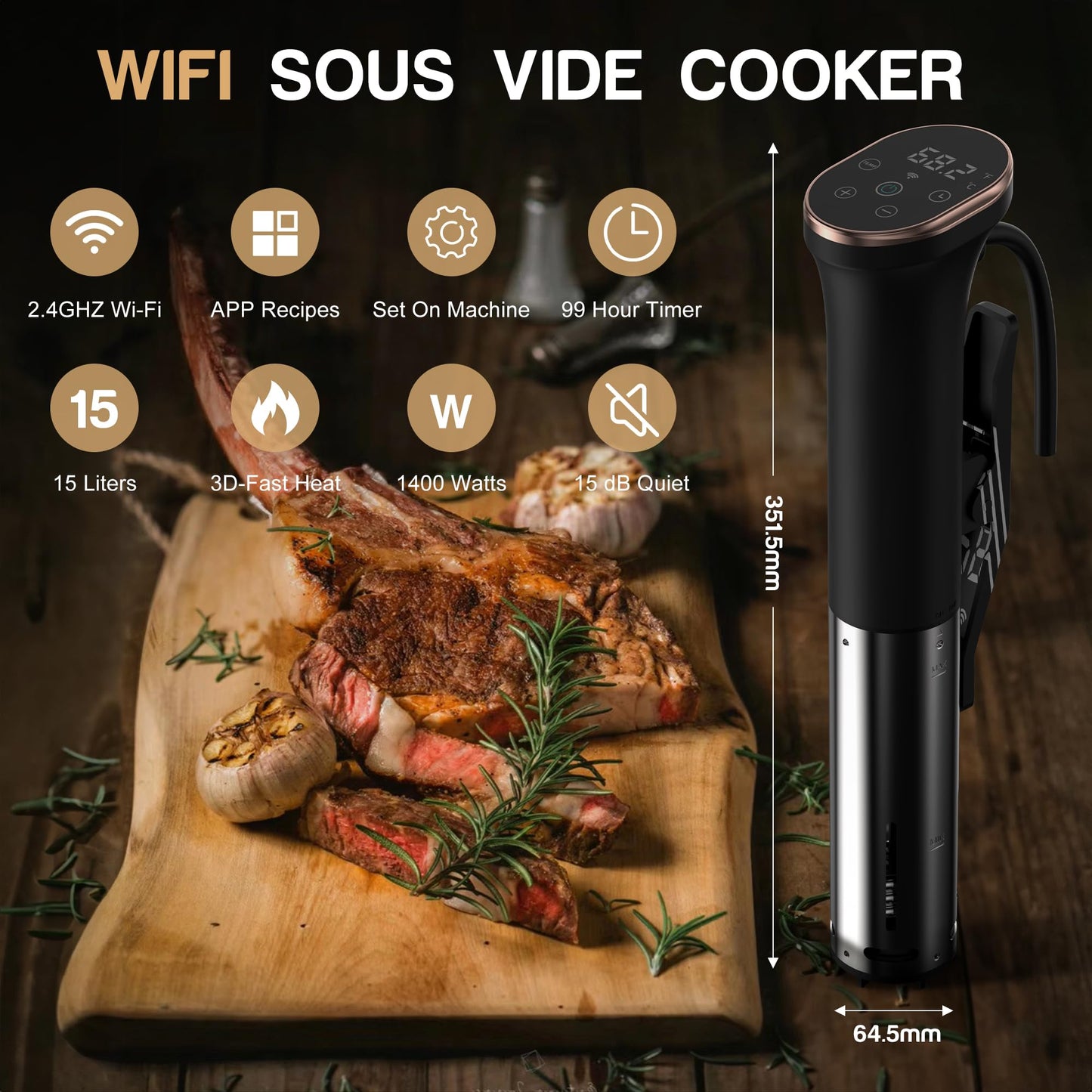 - Karinear Sous Vide Machine | WIFI | Sous Vide Cooker | 1100W -