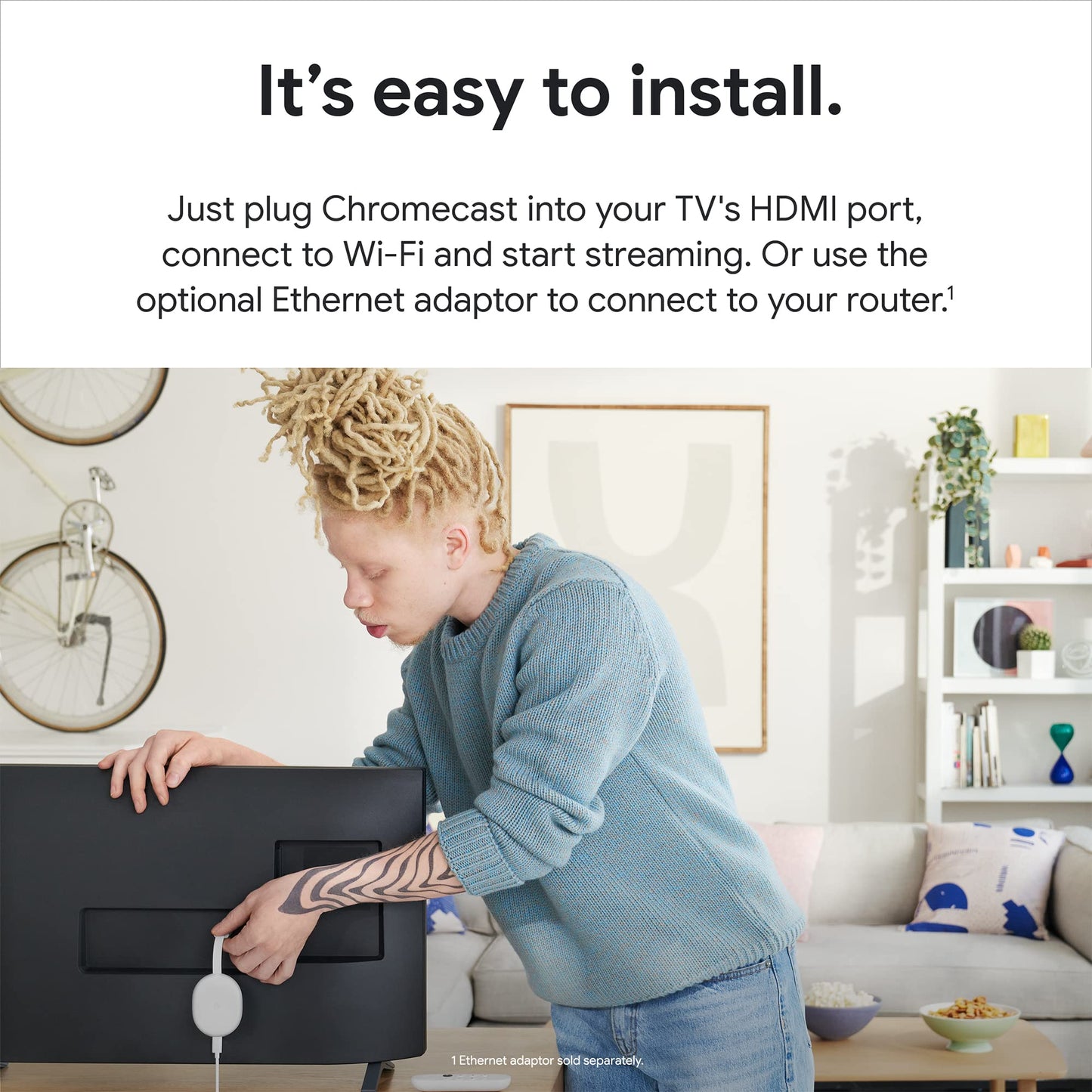Chromecast with Google TV (HD) Snow – Streaming entertainment on your TV with voice search remote – Watch movies, shows, Netflix, NOWTV and more