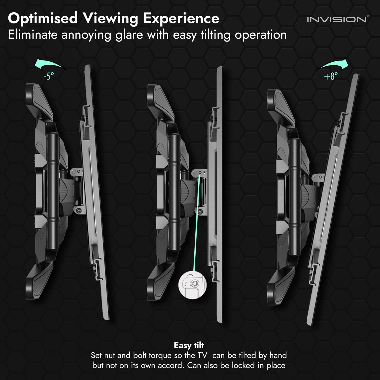 - Invision Ultra Strong TV Wall Bracket Mount Double Arm Tilt & Swivel for 37-75 Inch (94-190.5cm) LED LCD OLED Plasma & Curved Screens -