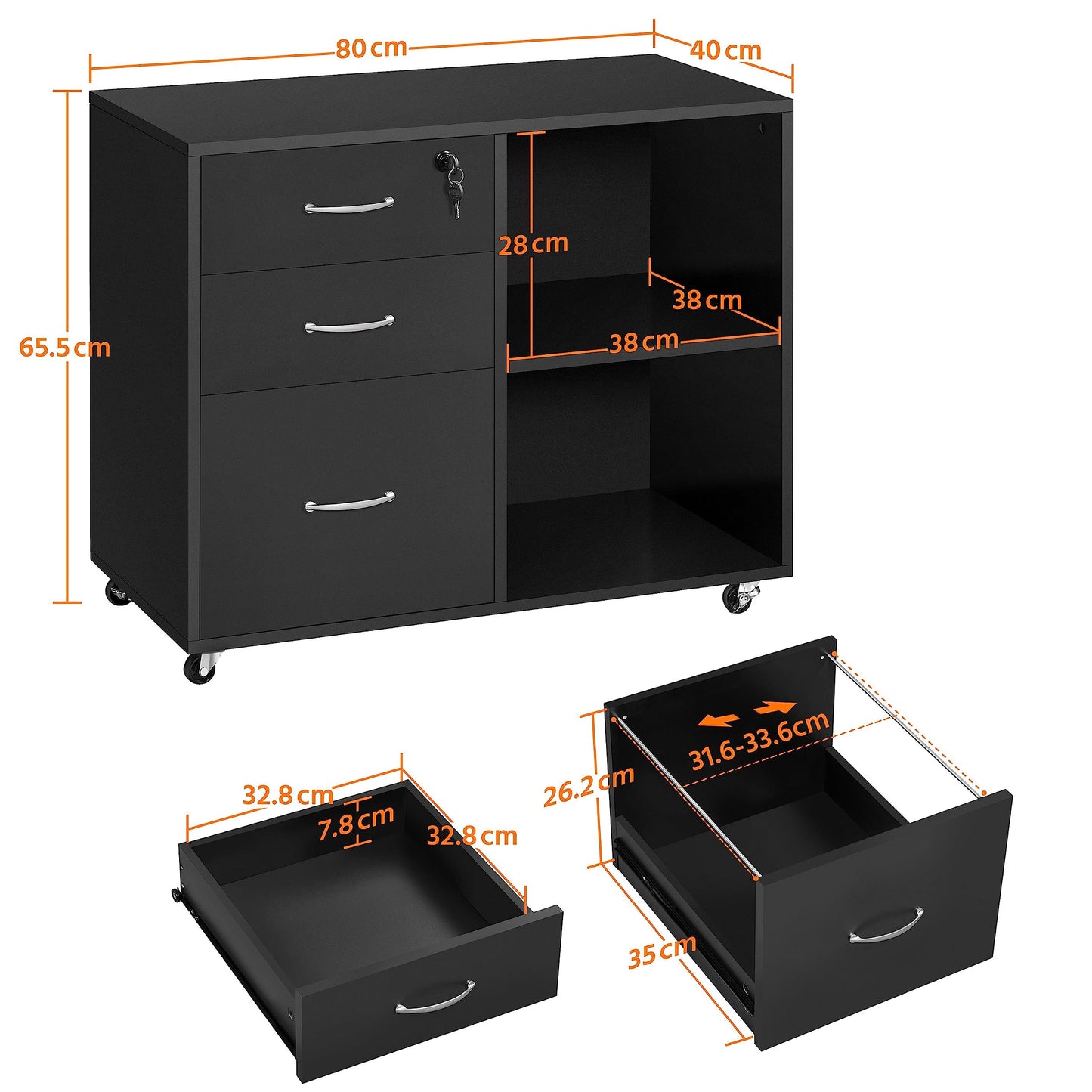 - Yaheetech File Cabinet for Home and Office,Black.