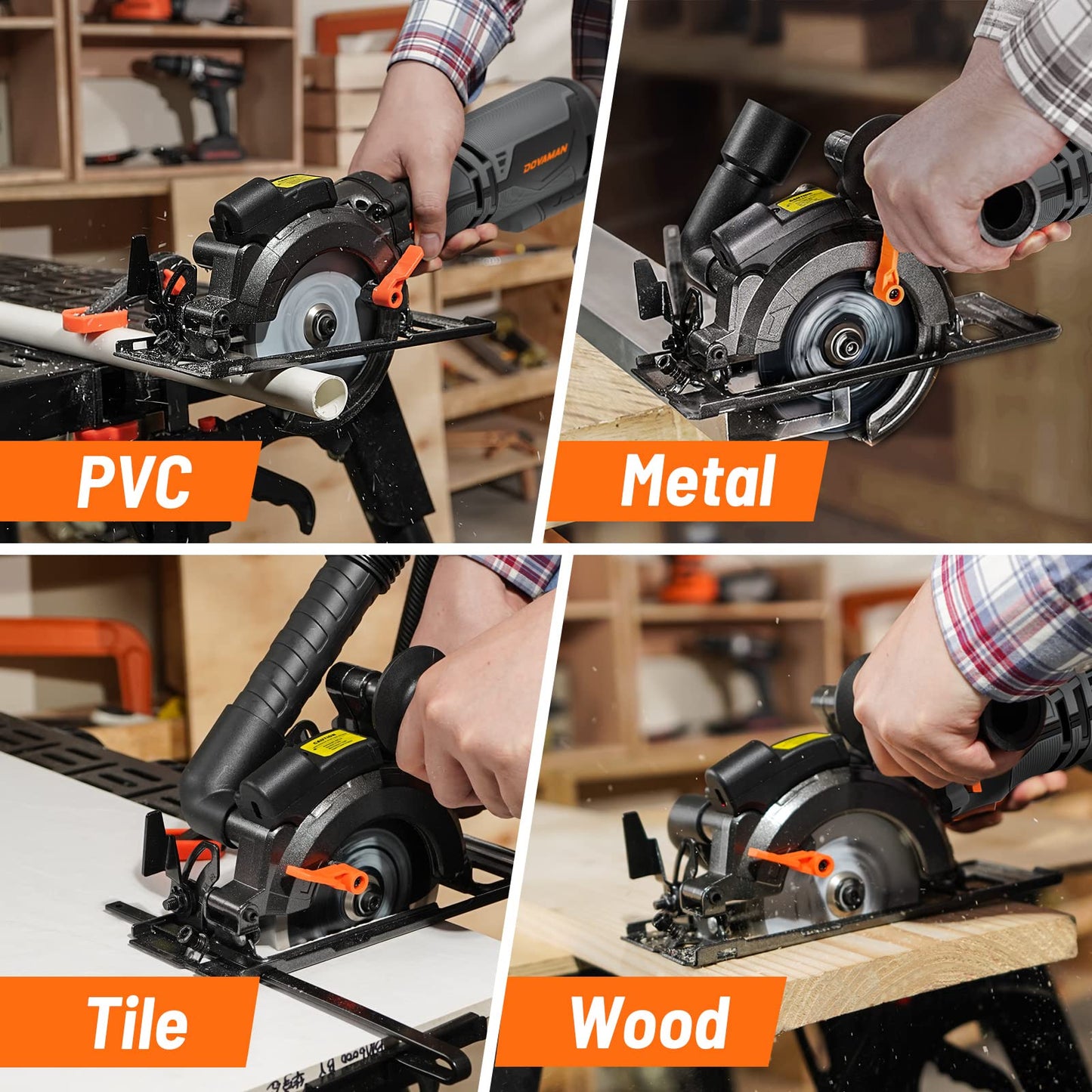 - DOVAMAN Circular Saw | 710W Mini Circular Saw with Laser | 3500rpm | Metal Auxiliary Handle | Cutting Depth 43mm (90°) | 29mm (45°) | 6 Saw Blades -