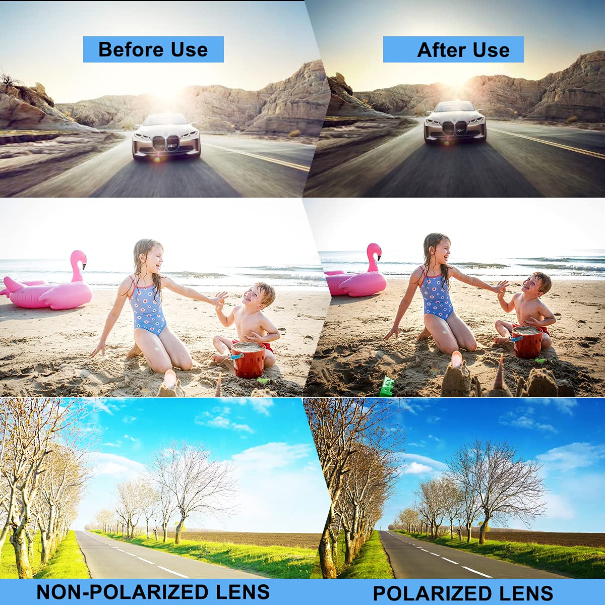 BONDDI Sunglasses Men - Polarized Sports Sun Glasses Ultra Light Unbreakable Frame Eyewear UV400 Protection for Man Women