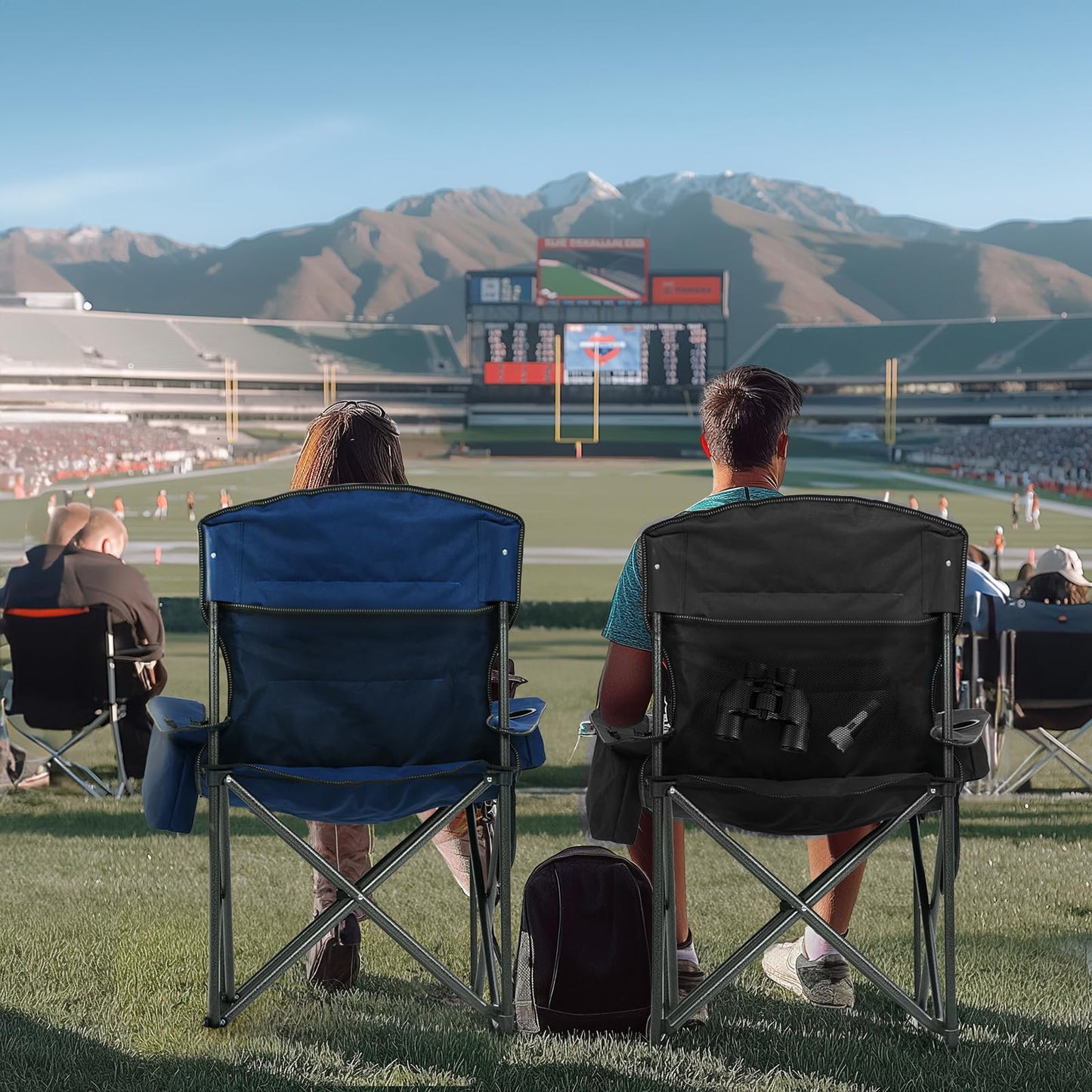 - OVERMONT Oversized Camping Folding Chair | Side Pocket & Carry Bag -