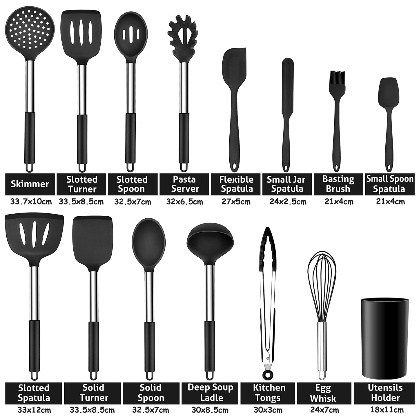 - Kitchen Utensils Set | Herogo 15 Pcs Silicone Cooking Utensils with Holder | Non Stick & Heat Resistant Cooking Tools -