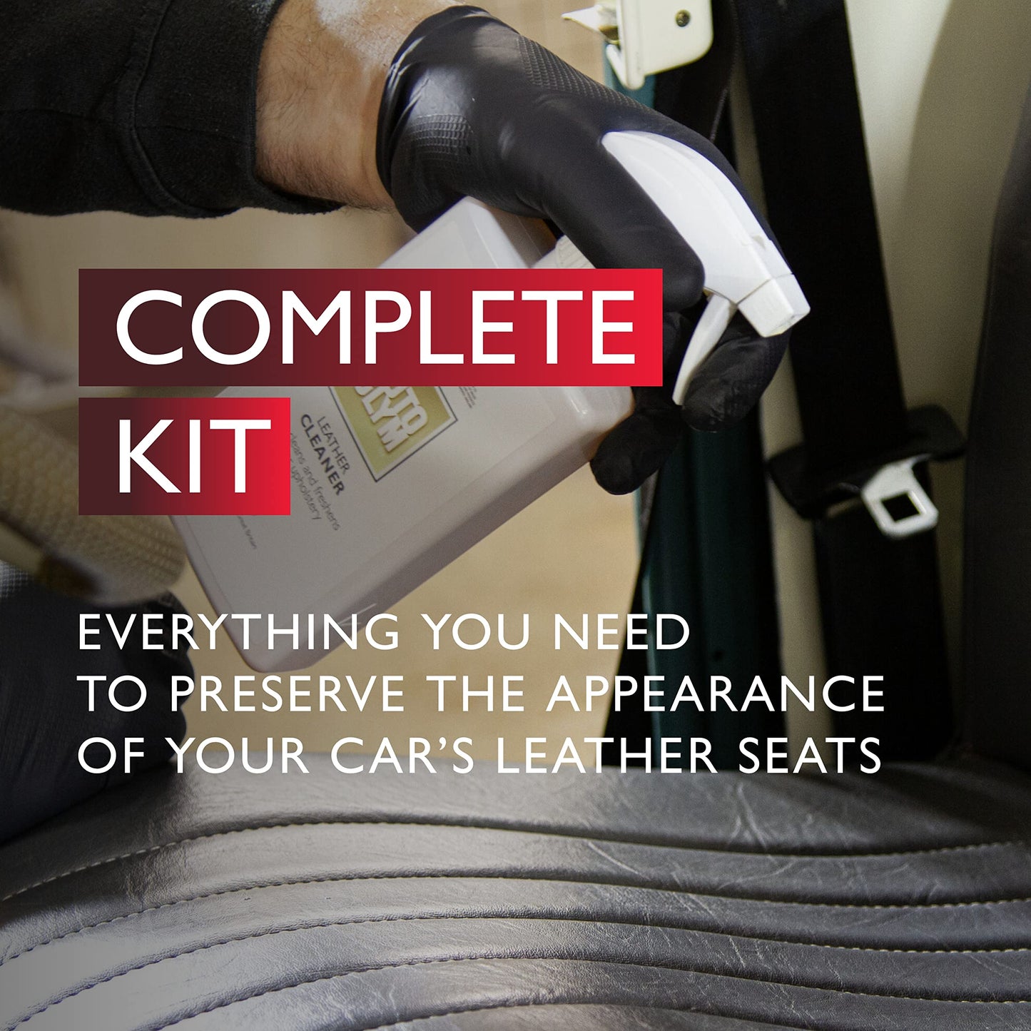 Autoglym Leather Clean & Protect Complete Kit - Ultimate Car Leather Cleaner Kit Includes 500ml Leather Cleaner, 500ml Leather Care Balm, (1) Hi-Tech Aqua-Dry, (1) Perfect Polish Applicator
