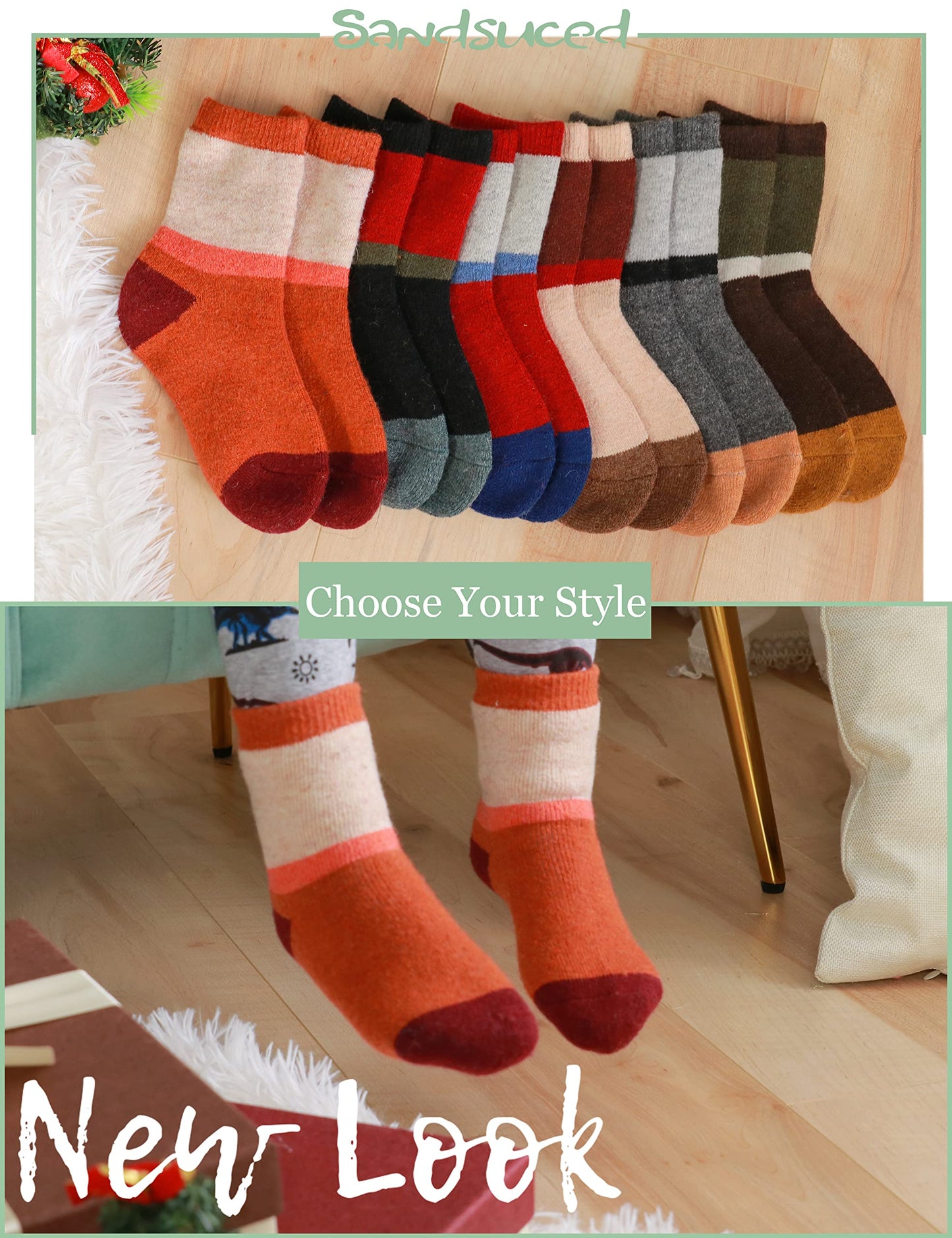 - Sandsuced Kids Warm Merino Wool Socks | Walking Toddlers Boys Girls Winter Thermal -
