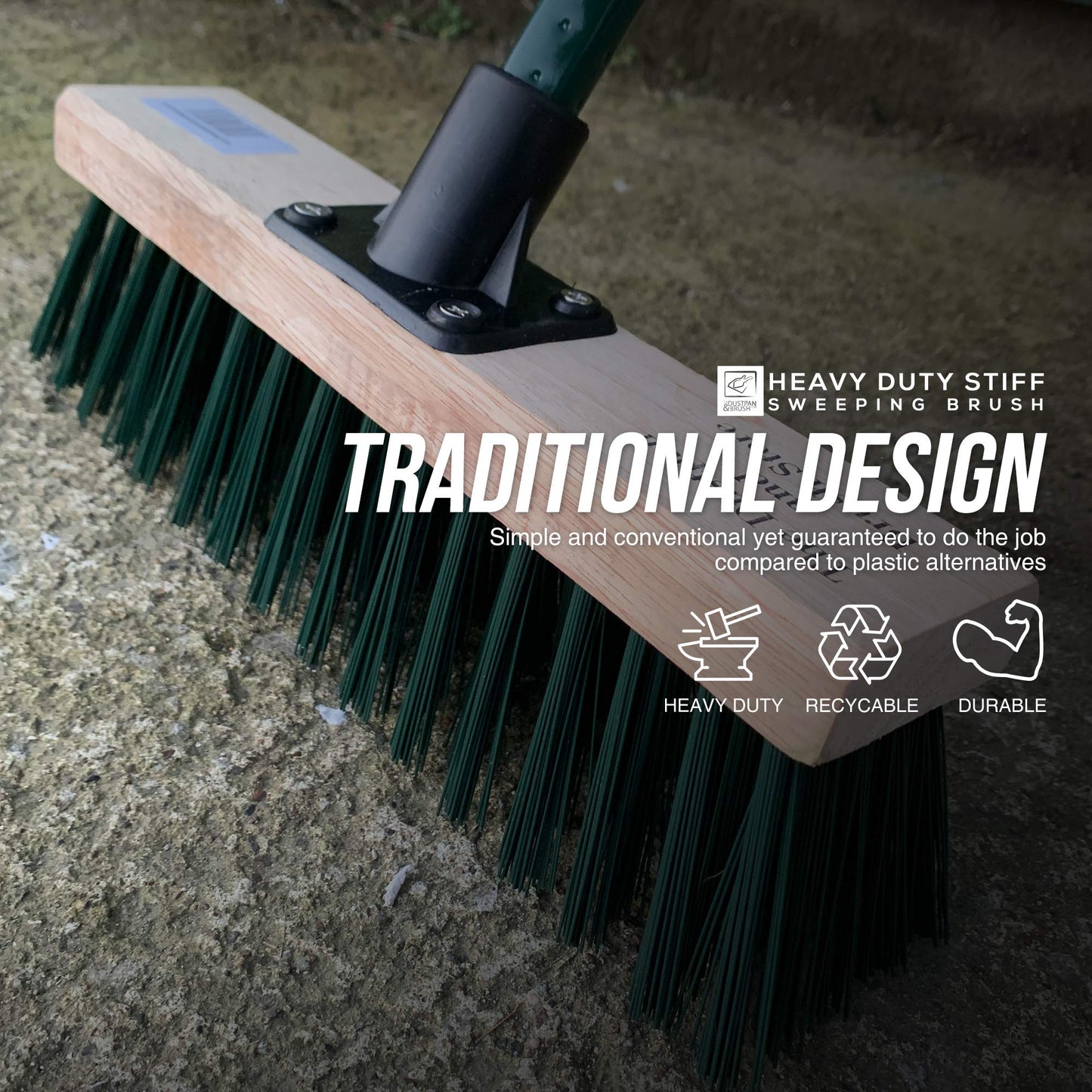 11.5" Sweeping Brush Outdoor Broom − Garden Heavy Duty Yard with Stiff PVC Bristles and 120cm Metal Handle