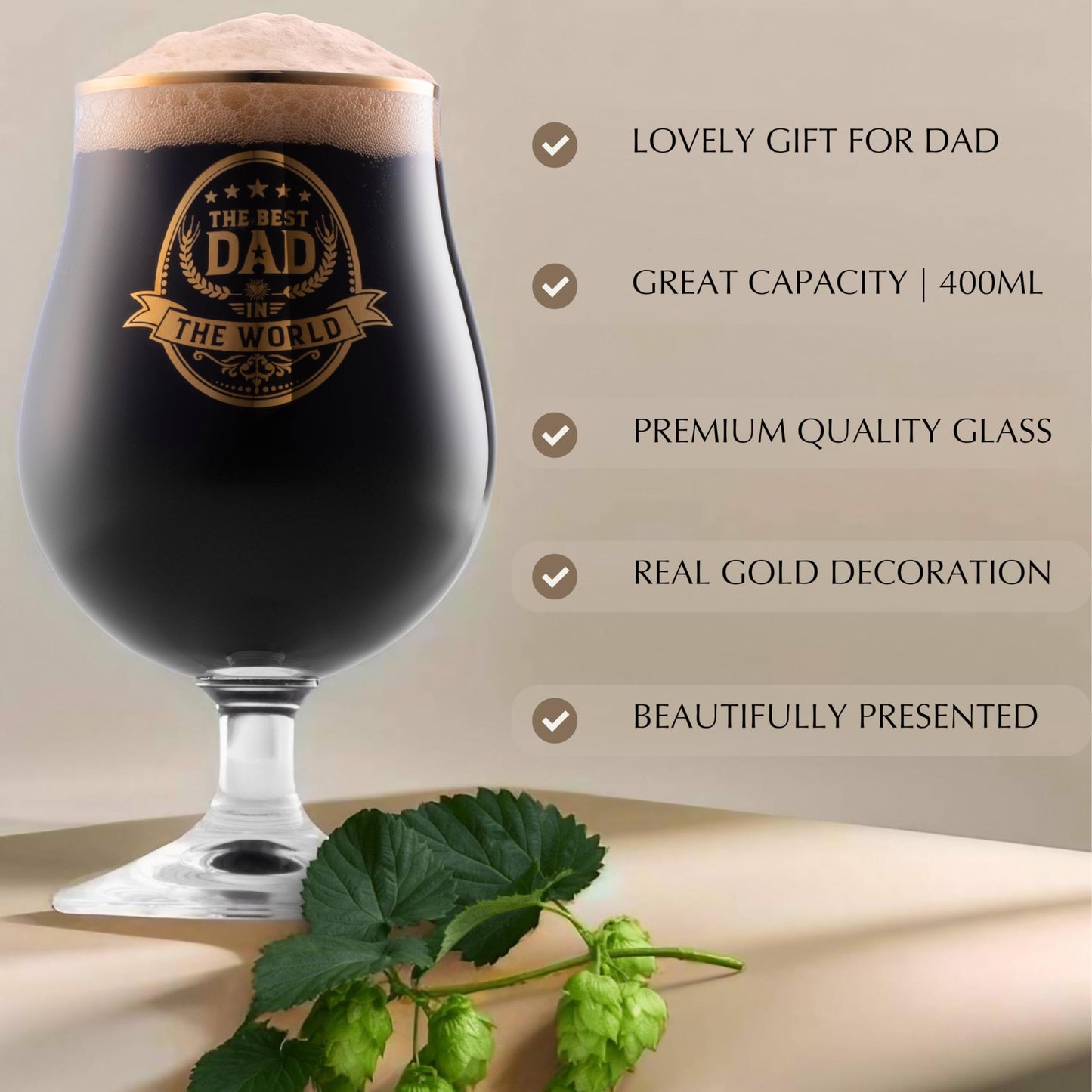 - Rusty Barrel Father's Day Gifts | Best Dad Personalised Beer Glass | (400ml) -