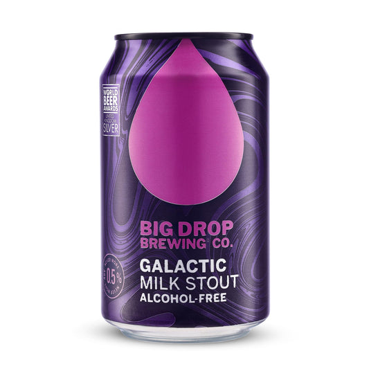 Big Drop Galactic Milk Stout - Naturally Brewed Richly Flavoured & Alcohol Free - Vegetarian & Gluten Free (12 x 330ml Cans)