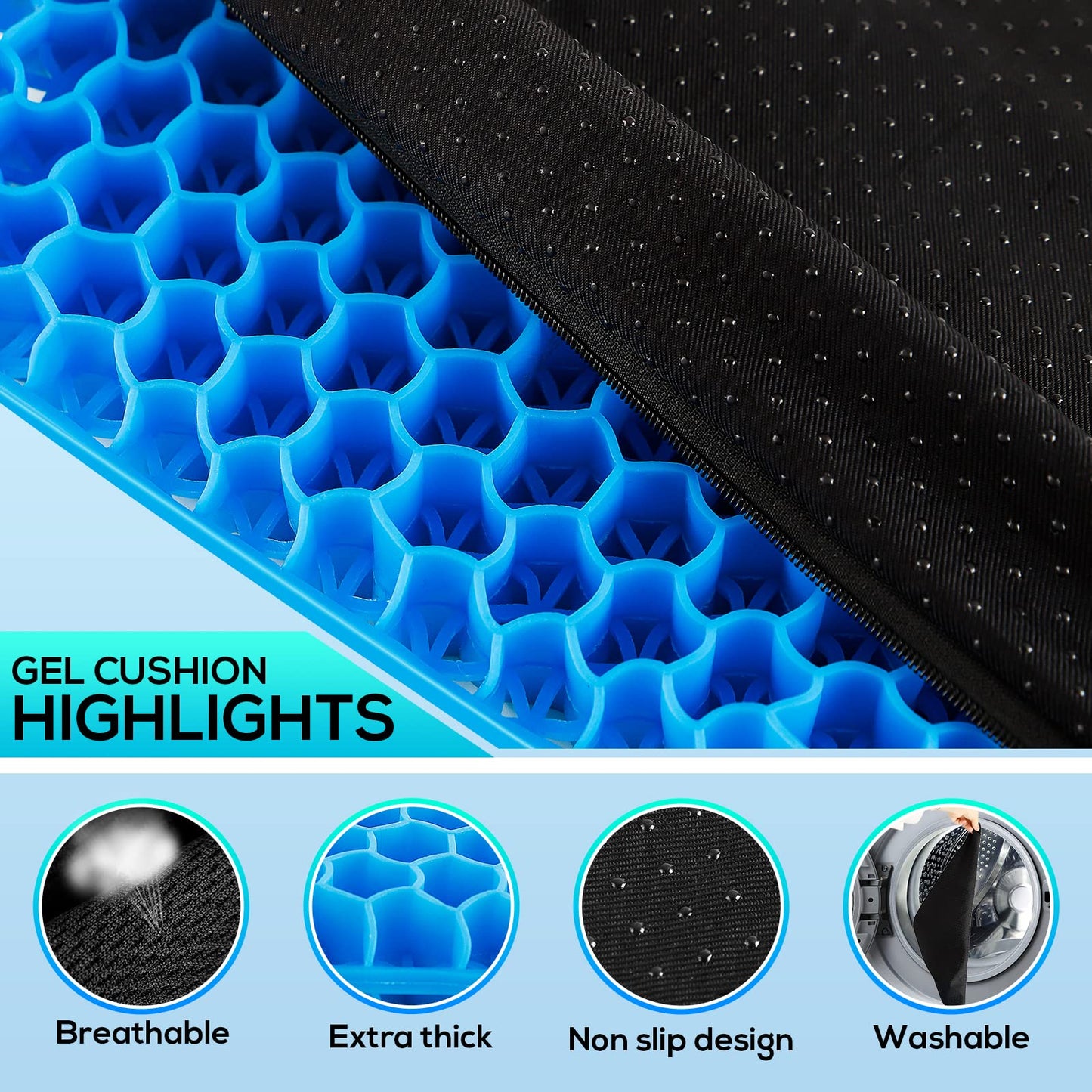- RaMokey Gel Seat Cushion for Long Sitting | Cooling Gel Chair Cushion More Comfortable -
