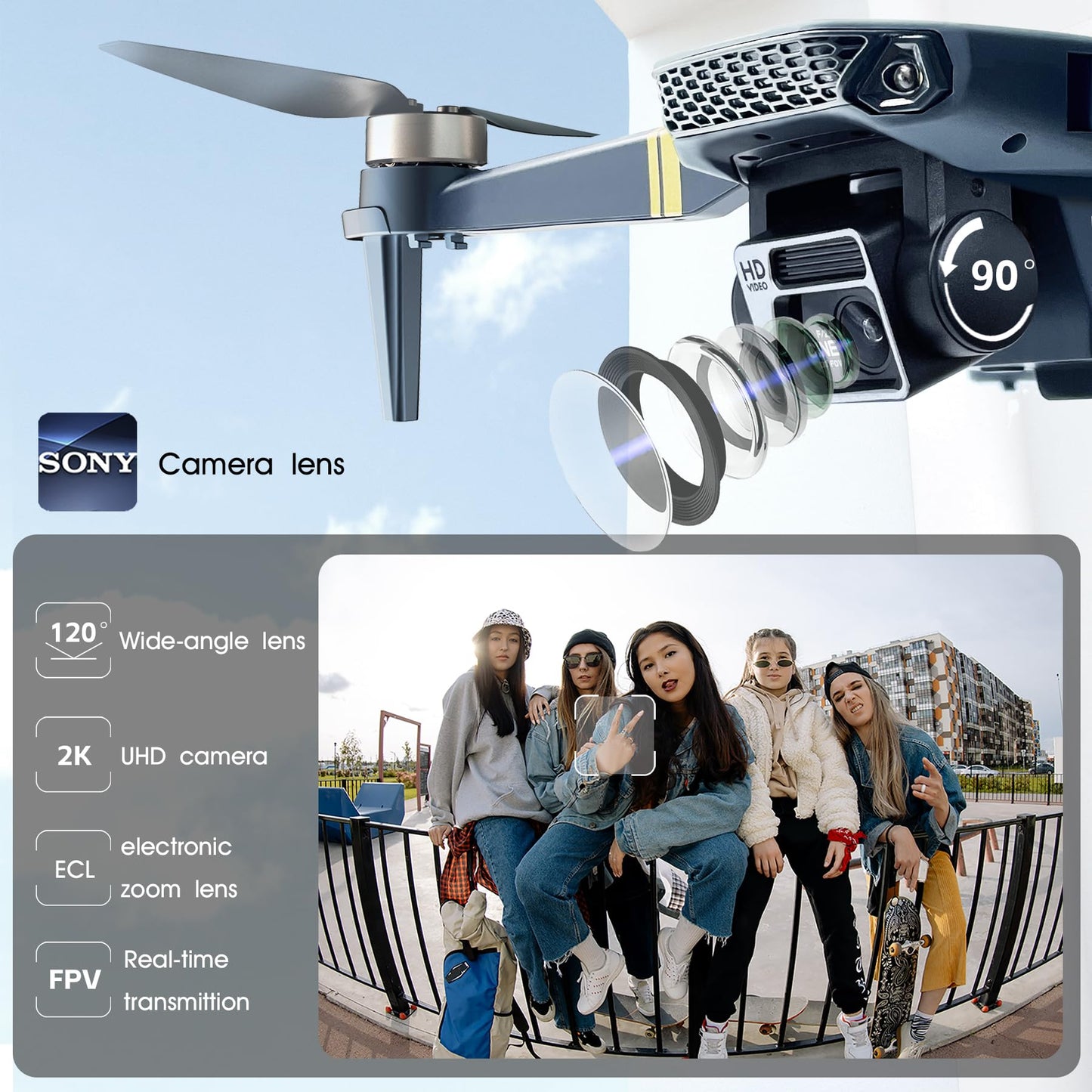 Brushless Super Endurance Foldable Quadcopter Drone for Beginners–40+ mins Flight Time, Wi-Fi FPV Drone with 120°Wide-Angle 1080P HD Camera, Follow me, Dual Cameras(2 Batteries)