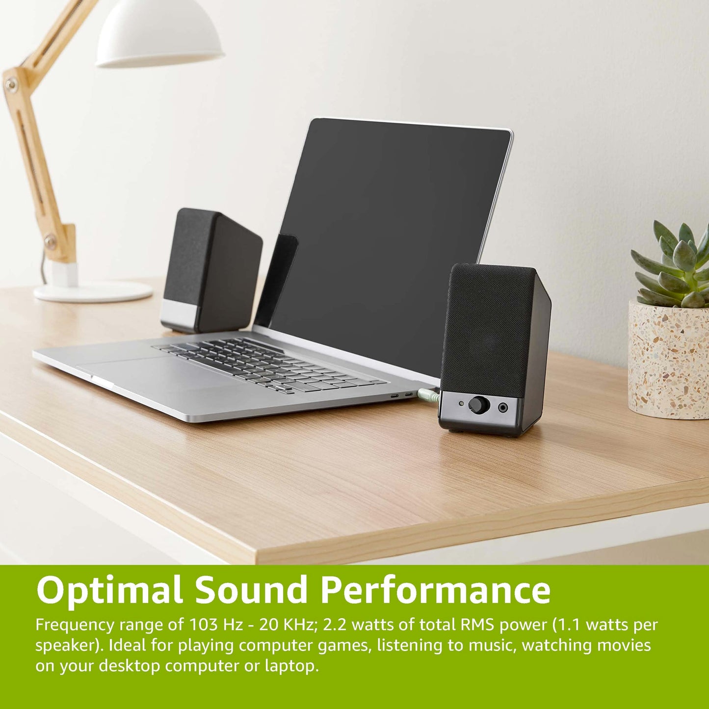 Amazon Basics Computer Speakers For Desktop or Laptop PC, USB-Powered, Black