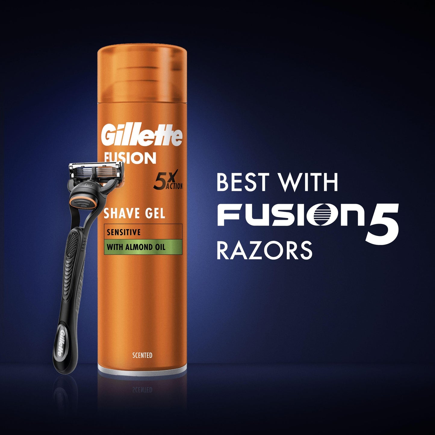 - Gillette Fusion Shave Gel for Men with Almond Oil | Sensitive Skin | 5X Action -