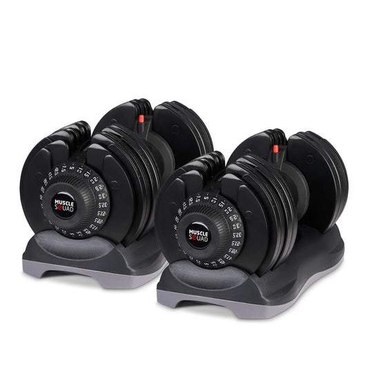 - MuscleSquad Pair of 32.5kg Adjustable Dumbbell - 12 in 1 Dumbbell | 5kg to 32.5kg -