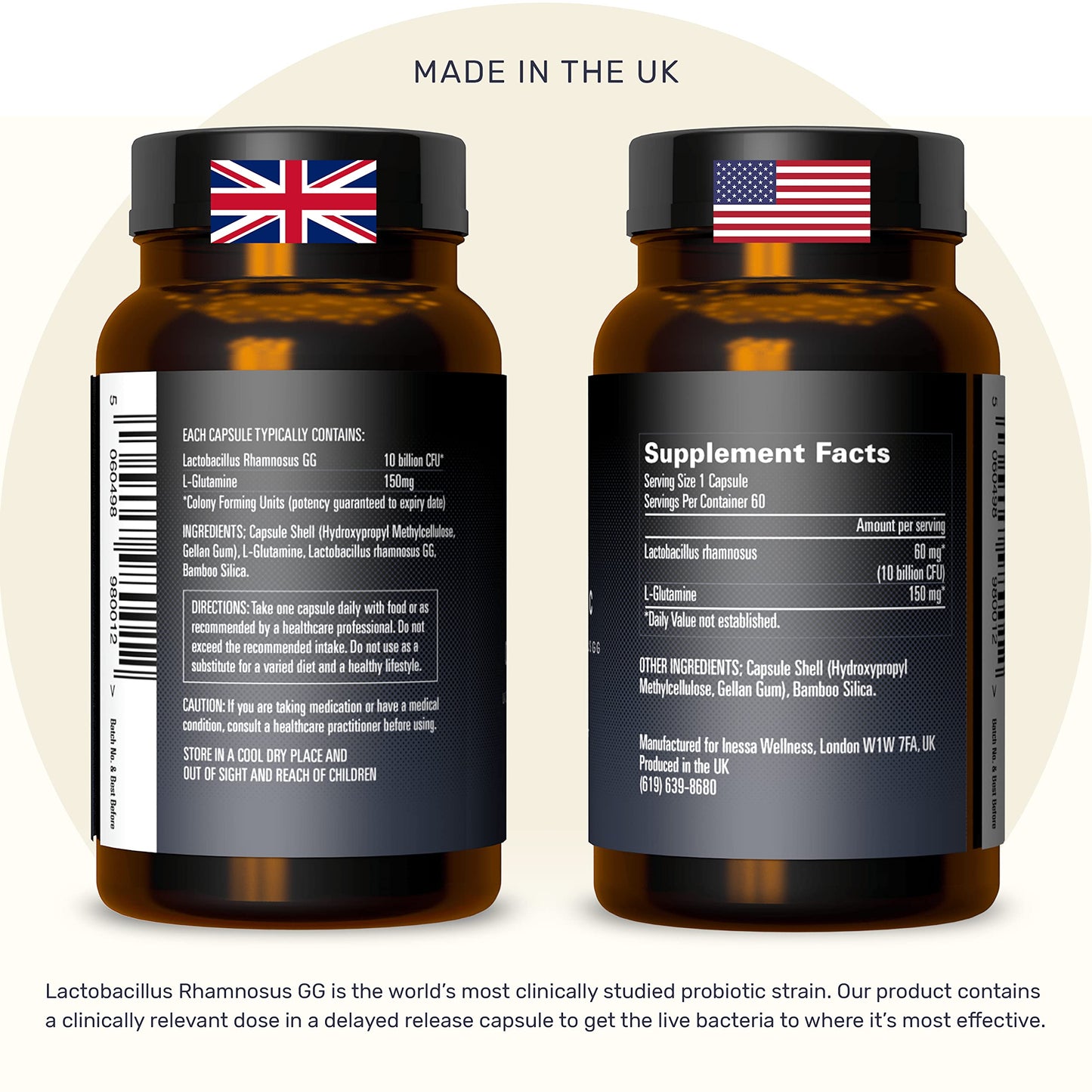 - Probiotics Lactobacillus Rhamnosus GG | 60 Daily Vegan Capsules -