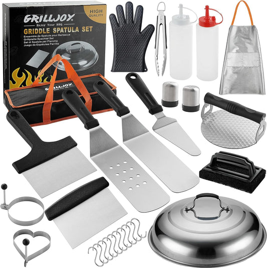 - Grilljoy 28-Piece Griddle Spatulas Kit with Cleaning Kit -