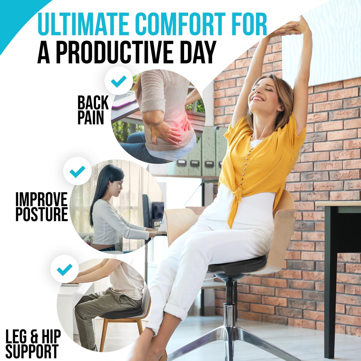 - FORTEM Chair Cushion | Seat Cushion for Office Chair | Lumbar Support Pillow for Chair -