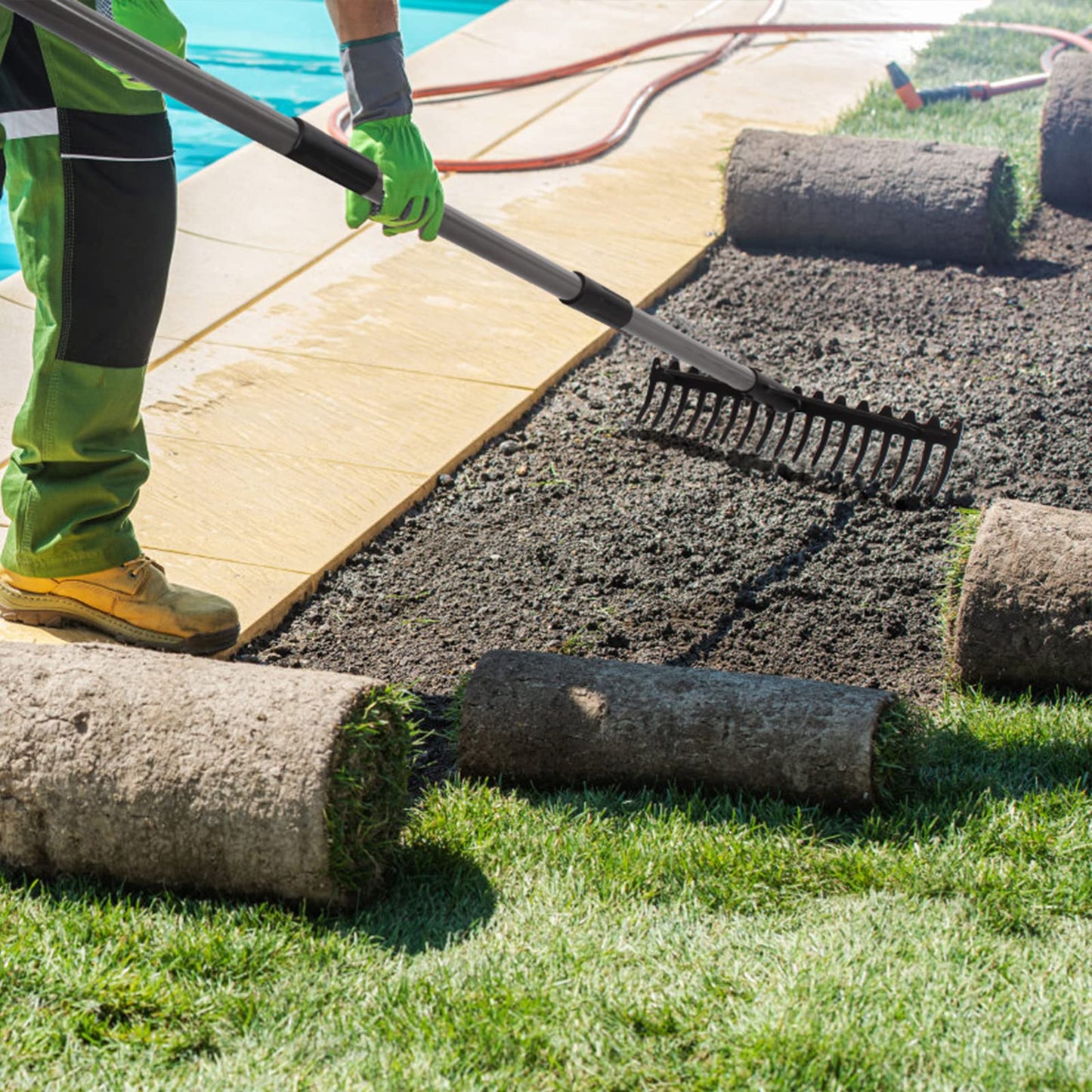 - Walensee 5.4FT Bow Rake Heavy Duty Garden Rake with Stainless Steel Handle