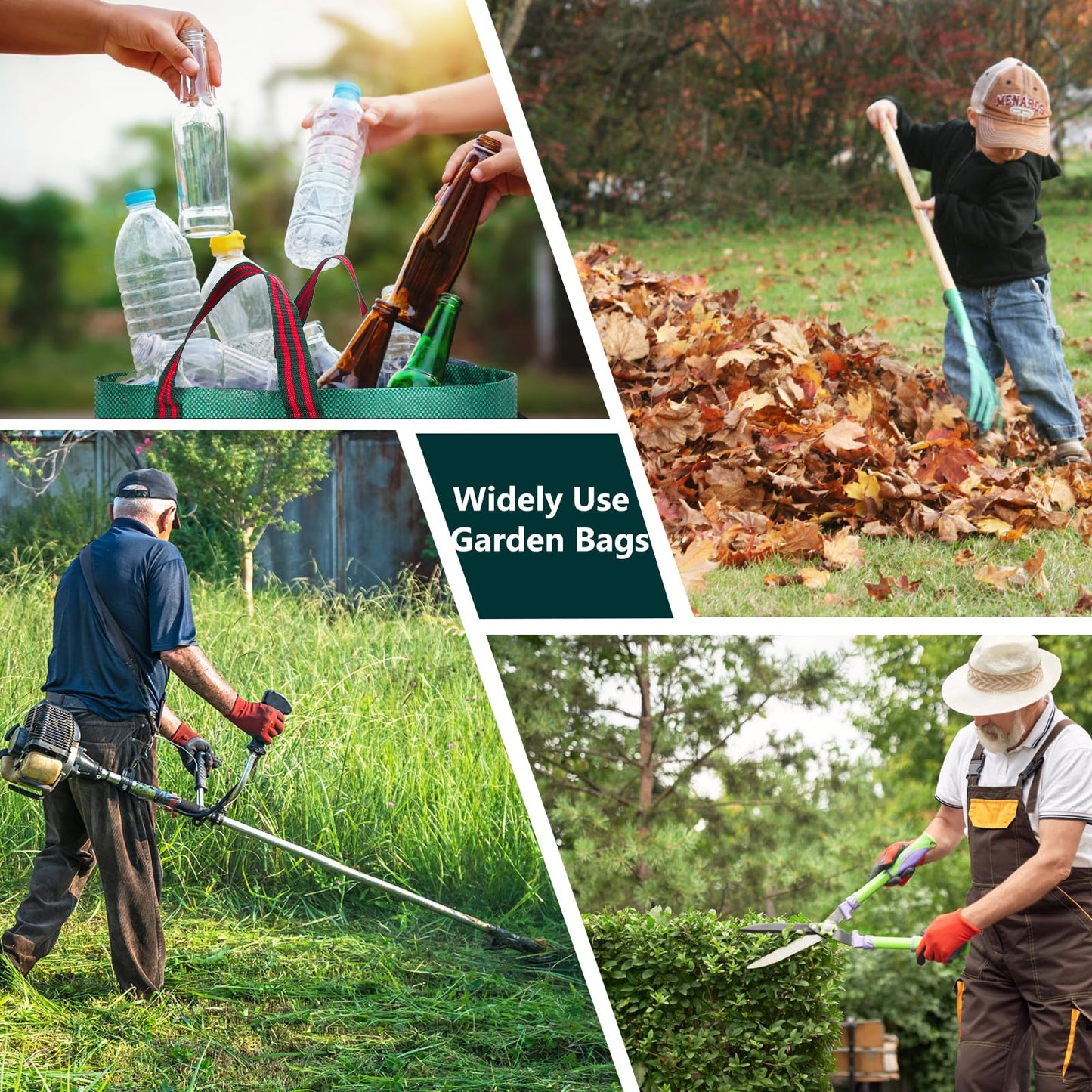 - Heavy Duty Garden Waste Bags with Handles | Large Garden Bags | Reusable Waterproof Garden Sack for Garden Waste -