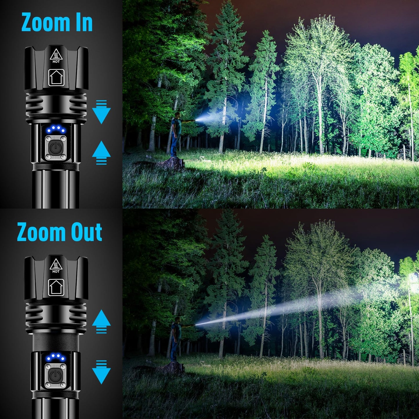 - Glarylight Torches LED Super Bright, 250000 High Lumens Rechargeable Torch -