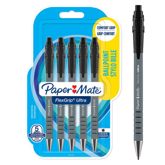 - Paper Mate Flexgrip Ultra Retractable Ballpoint Pens | Medium Point (1.0mm) | Black -