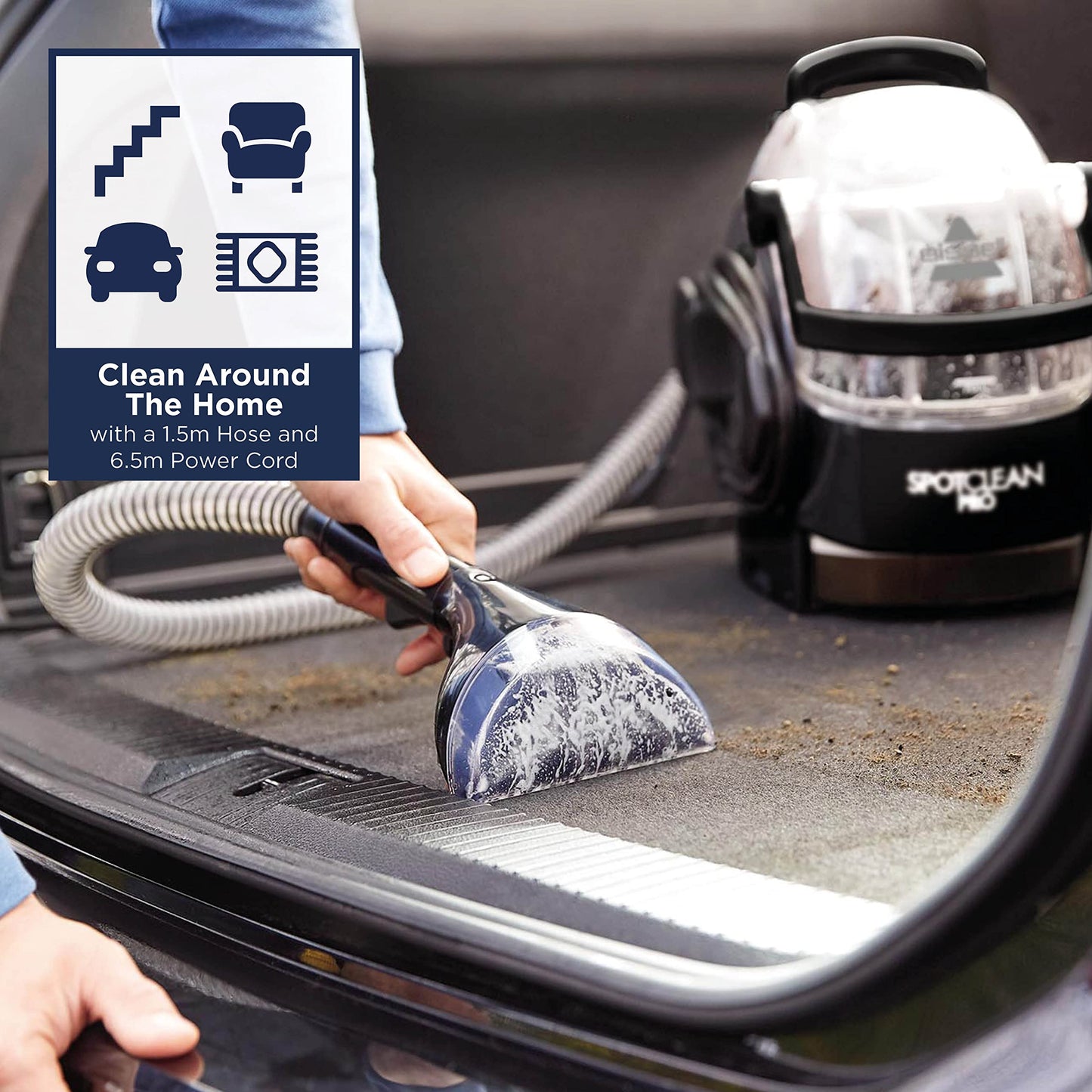 BISSELL SpotClean Pro | 750W Portable Carpet Cleaner | Removes Spills, Stains and Pet Messes | Cleans Carpets, Upholstery & Car | 1558E | 2.8L | Black