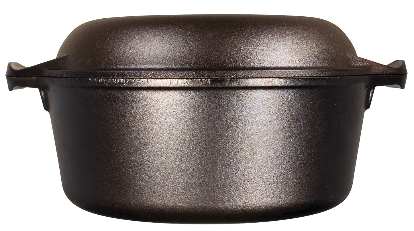 - Lodge L8DD3 4.73 litre / 5 quart Pre-Seasoned Cast Iron Double Dutch Oven -