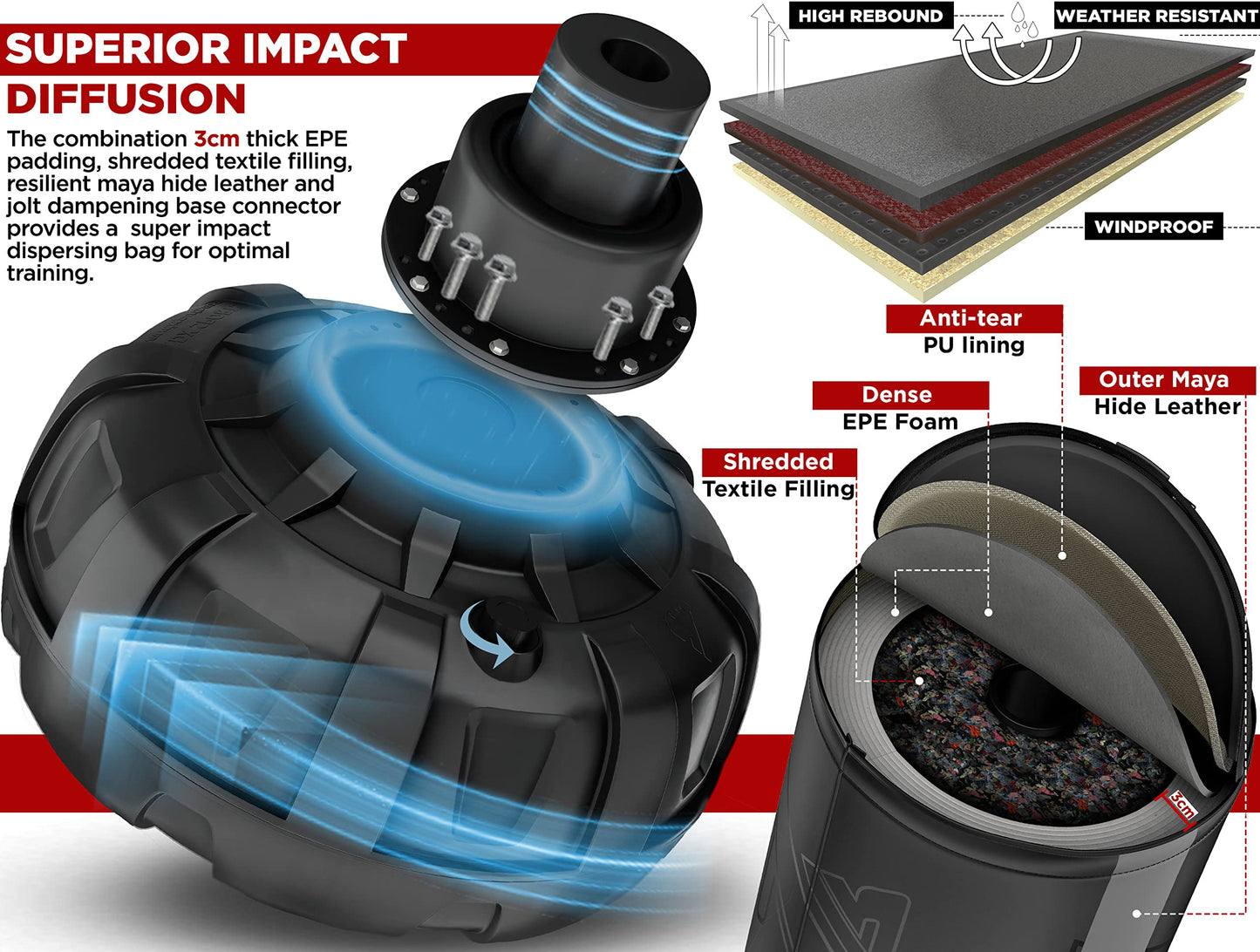 - RDX XXL 150KG 6ft Free Standing Punch Bag | Gloves & Cover | Heavy Pedestal Bag -