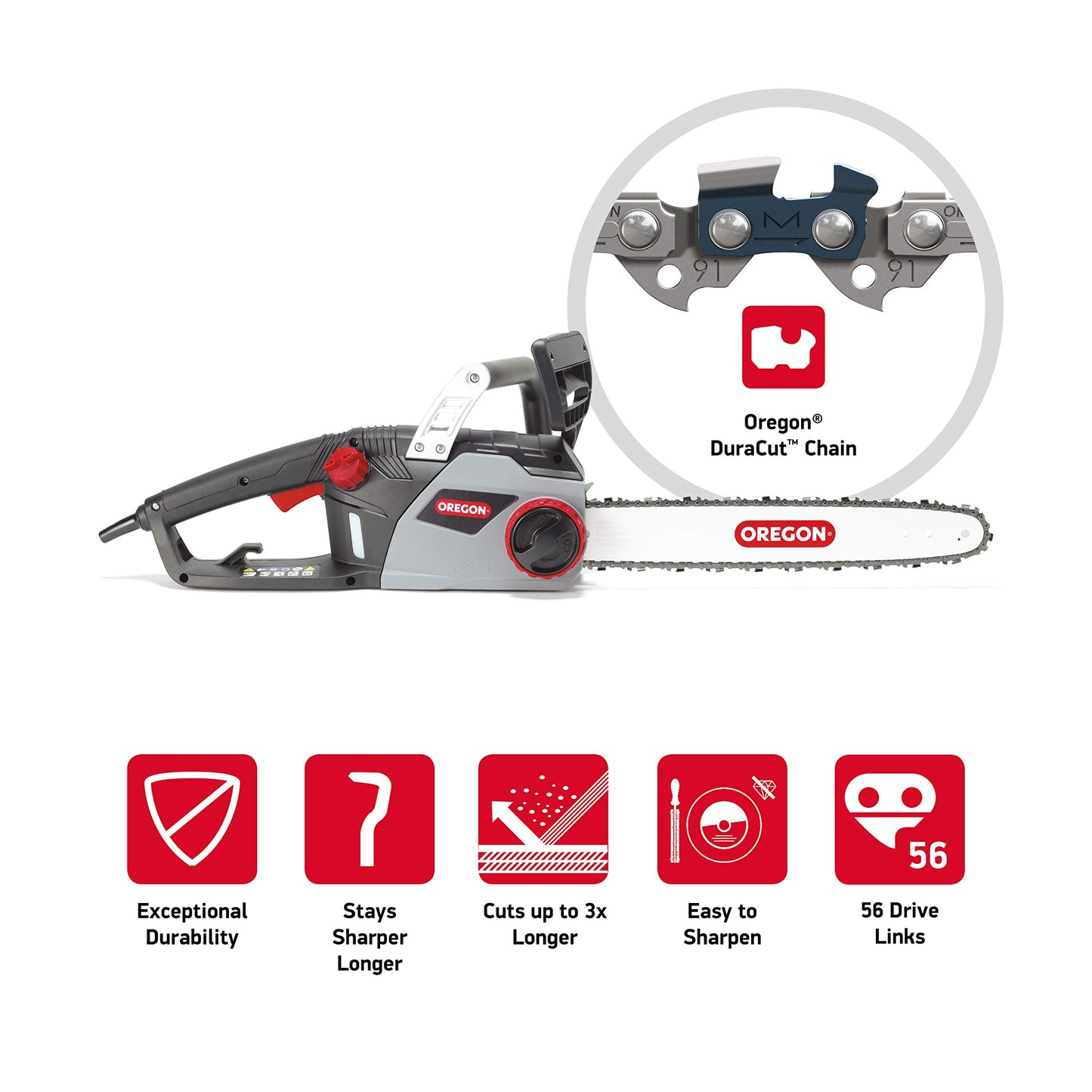 - Oregon 2400W Powerful Electric Chainsaw | with 16-Inch (40 cm) Bar | 3 Year Warranty by Oregon -