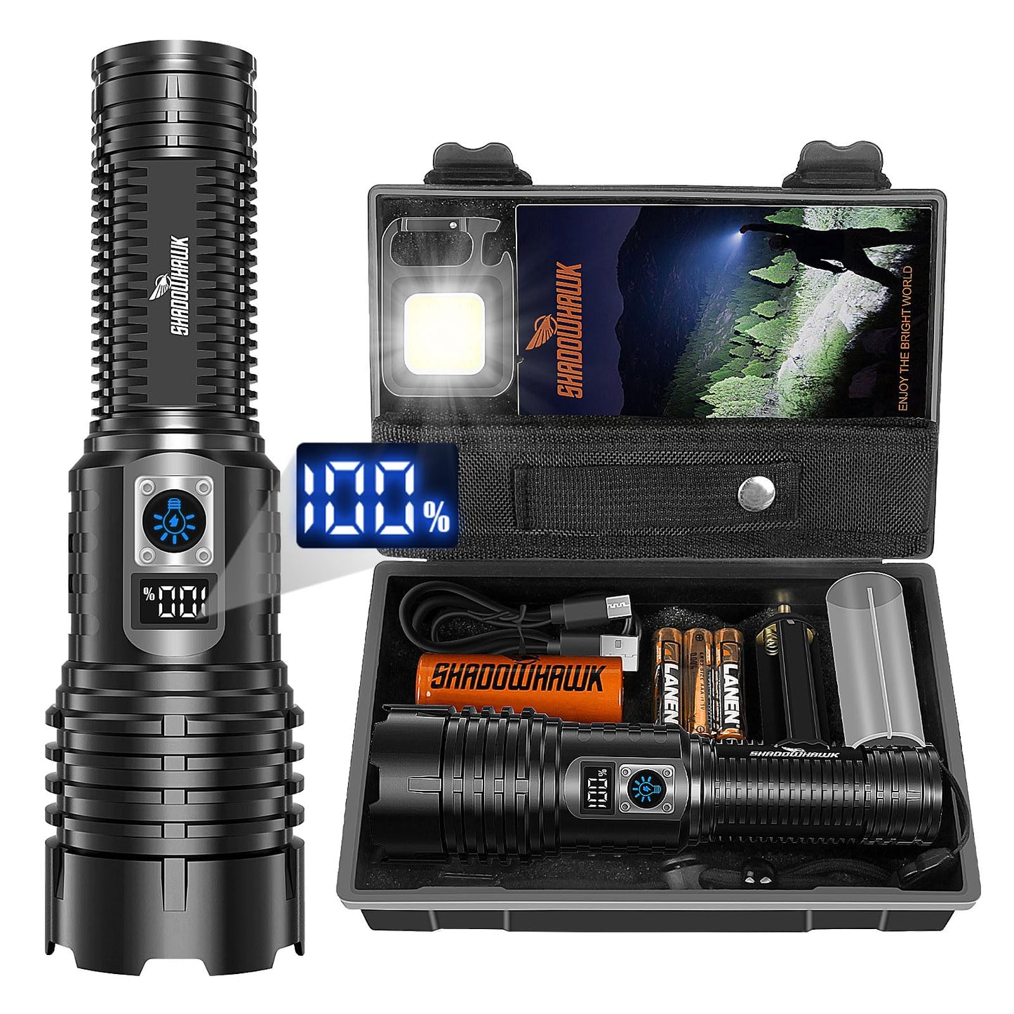 - Shadowhawk Torches LED|  Super Bright Rechargeable | Flashlight | 30000 Lumens -