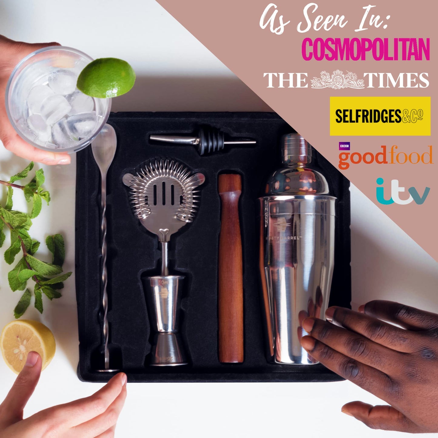 - Rusty Barrel Mayfair Original Cocktail Shaker Set | Complete Cocktail Making Set -